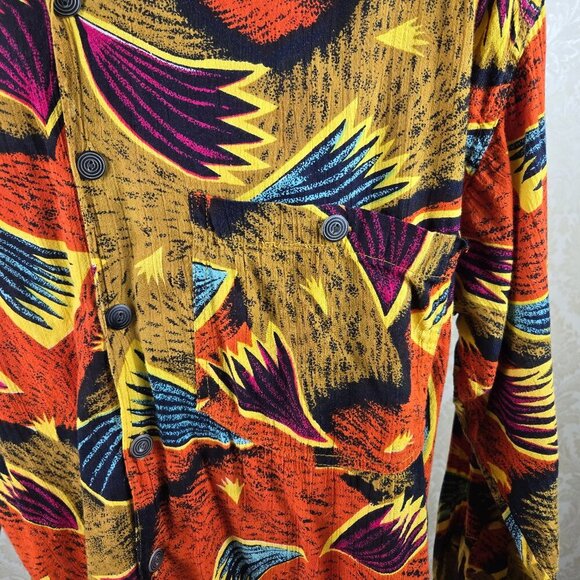 Bossman Size Medium Colorful Abstract Pattern Button Down Shirt Chest Pocket VTG - Picture 3 of 13